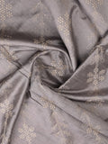 Tussar fancy saree grey color allover prints & printed border with printed pallu and contrast printed blouse