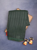 Mangalagiri fancy saree black color allover zari stripes with contrast pallu and contrast plain blouse