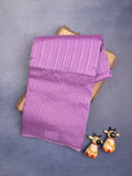 Mangalagiri fancy saree light purple color allover zari stripes with contrast pallu and contrast plain blouse