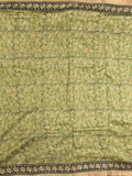 Maheshwari fancy saree olive green color allover prints & small zari border with printed pallu and printed blouse