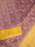 Dupion tissue fancy saree onion pink color allover zari motifs & zari border with brocade pallu and brocade blouse