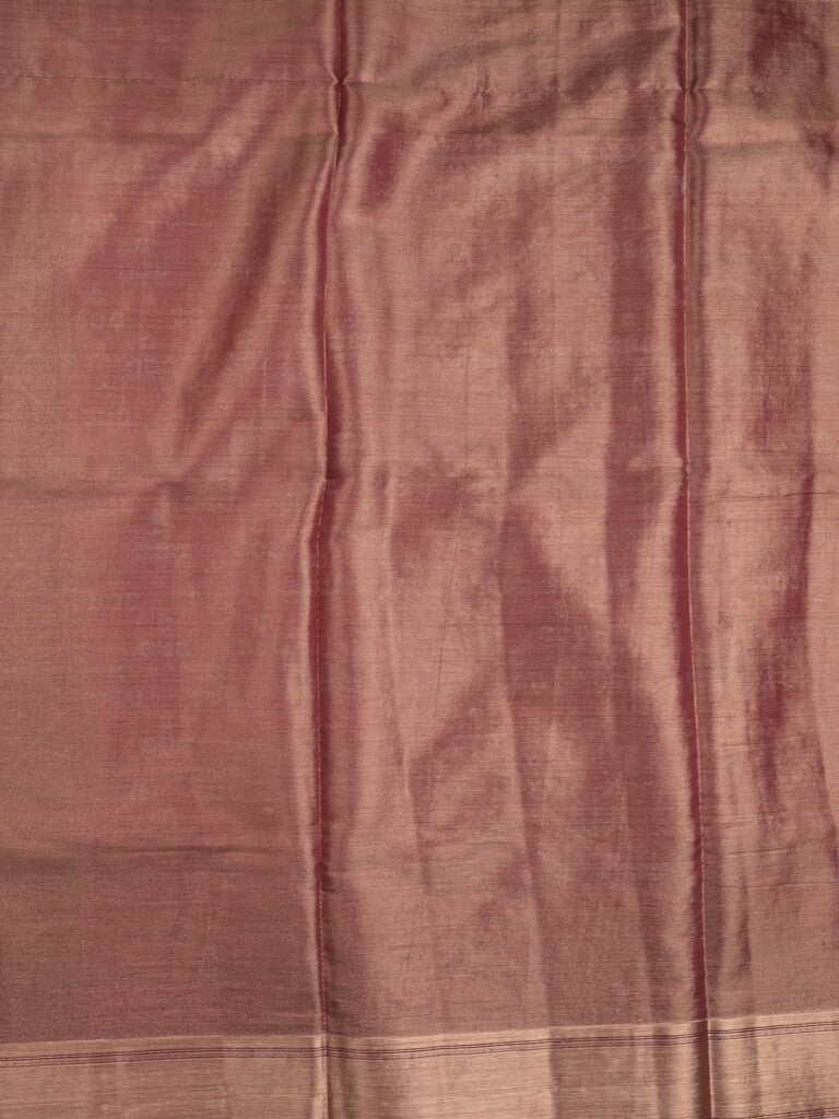 Dupion tissue fancy saree pink color allover zari motifs & zari border with brocade pallu and brocade blouse
