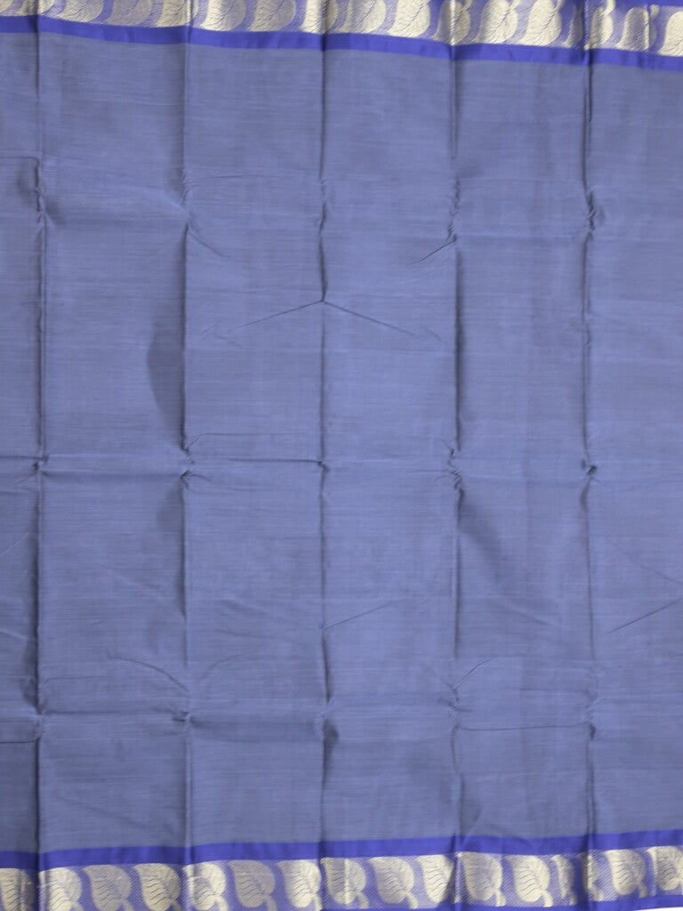 Dhaka cotton saree navy blue color allover plain & small border with contrast pallu and attached plain blouse