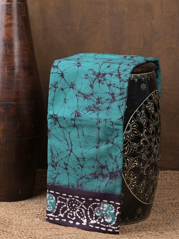 Maheswari cotton saree sky blue color allover shibori prints & printed border with printed pallu and running blouse