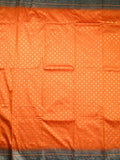 Banaras fancy saree orange color allover zari motifs & zari border with contrast rich pallu and brocade blouse