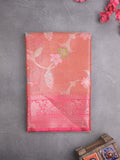 Chanderi tissue fancy saree peach color allover zari weaves & zari border with short pallu and contrast blouse