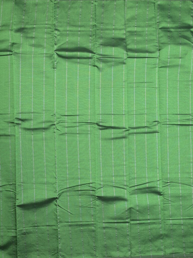 Mangalagiri fancy saree bottle green color allover zari stripes with contrast pallu and plain blouse