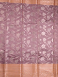 Chanderi fancy saree light purple color allover zari motifs & zari border with short pallu and contrast blouse