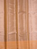 Chanderi fancy saree peach color allover zari motifs & zari border with short pallu and contrast blouse