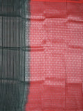 Mangalagiri fancy saree black color allover zari stripes with contrast pallu and contrast plain blouse