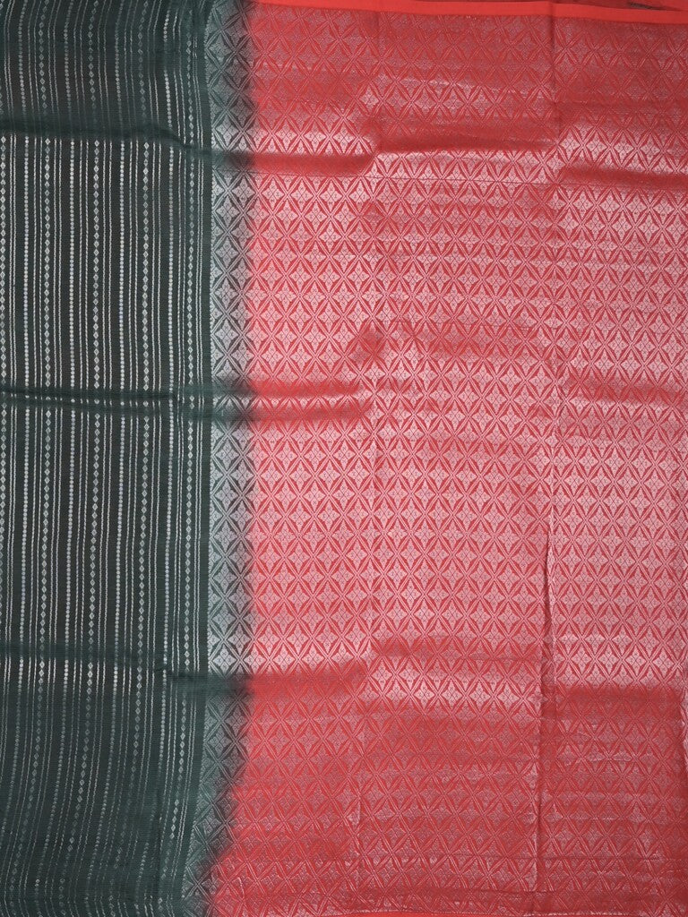 Mangalagiri fancy saree black color allover zari stripes with contrast pallu and contrast plain blouse