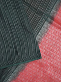 Mangalagiri fancy saree black color allover zari stripes with contrast pallu and contrast plain blouse