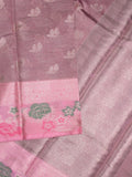 Chanderi fancy saree light purple color allover zari motifs & zari border with short pallu and contrast blouse