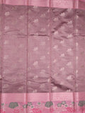 Chanderi fancy saree light purple color allover zari motifs & zari border with short pallu and contrast blouse