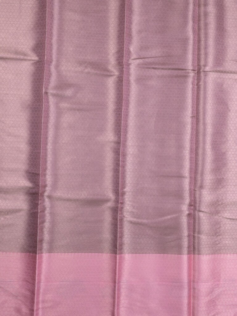 Chanderi fancy saree light purple color allover zari motifs & zari border with short pallu and contrast blouse