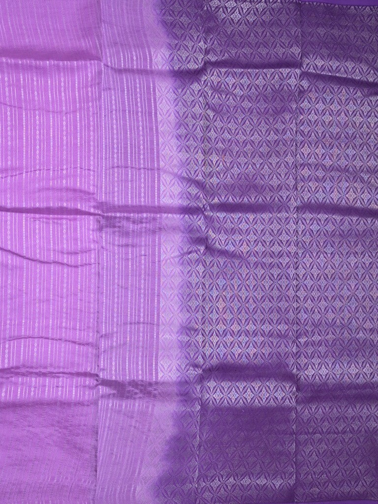 Mangalagiri fancy saree light purple color allover zari stripes with contrast pallu and contrast plain blouse