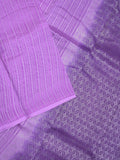 Mangalagiri fancy saree light purple color allover zari stripes with contrast pallu and contrast plain blouse