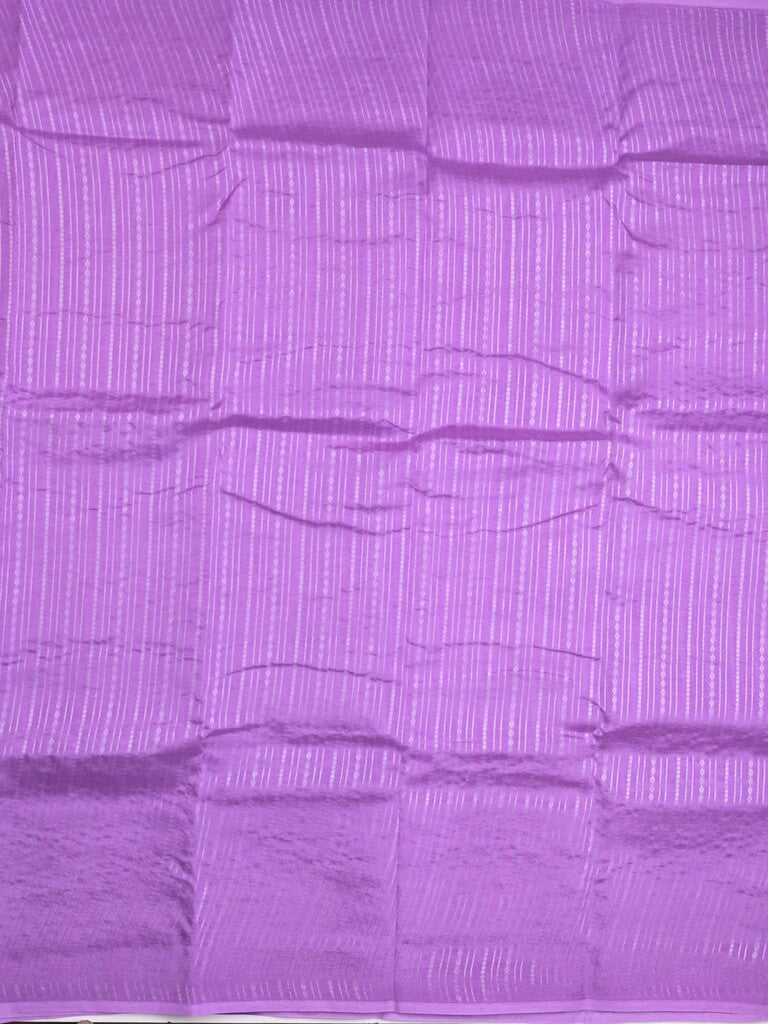 Mangalagiri fancy saree light purple color allover zari stripes with contrast pallu and contrast plain blouse