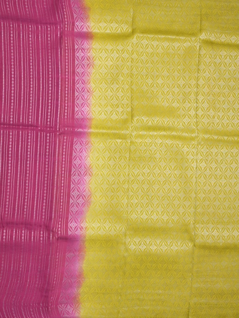 Mangalagiri fancy saree magenta color allover zari stripes with contrast pallu and contrast plain blouse