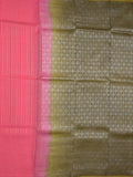 Mangalagiri fancy saree pink color allover zari stripes with contrast pallu and contrast plain blouse
