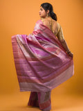 Raw mango pattu saree light lavender color allover zari weaves & zari border with rich pallu and attached plain blouse