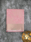 Kota tissue fancy saree baby pink color allover embroidery & zari border with short pallu and plain blouse