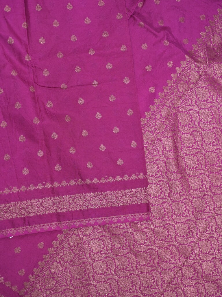 Chanderi kora fancy saree dark purple color allover zari motifs & zari border with rich pallu and plain blouse