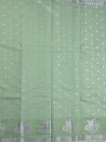Chanderi fancy saree light green color allover zari weaves & weaving border with brocade pallu and brocade blouse