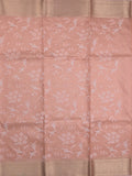 Kota tissue fancy saree peach color allover embroidery & zari border with short pallu and plain blouse