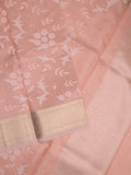 Kota tissue fancy saree peach color allover embroidery & zari border with short pallu and plain blouse