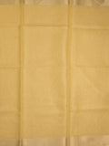 Kota tissue fancy saree golden yellow color allover embroidery & zari border with short pallu and plain self blouse