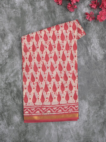 Saree white and maroon color