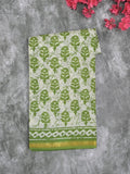 Saree white and green color