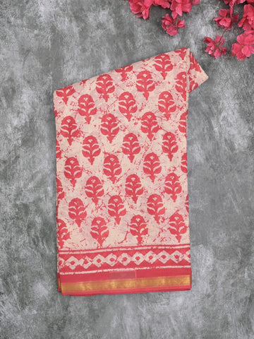 Saree white and red color