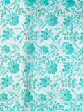 Crape silk fabric white and blue color allover prints & sequence work
