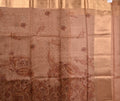Organza Saree brown color with allover prints, small gold zari border, short pallu and plain blouse