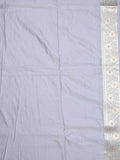 Banaras pattu saree grey color allover zari motifs & zari border with rich pallu and attached plain blouse