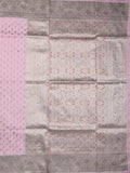 Banaras pattu saree baby pink color allover zari motifs & zari border with rich pallu and attached plain blouse