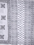 Mul cotton saree white color allover prints & printed border with printed pallu and plain contrast blouse