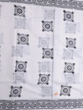 Mul cotton saree white color allover prints & printed border with printed pallu and plain contrast blouse