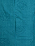 Mul cotton saree white color allover prints & printed border with printed pallu and plain contrast blouse