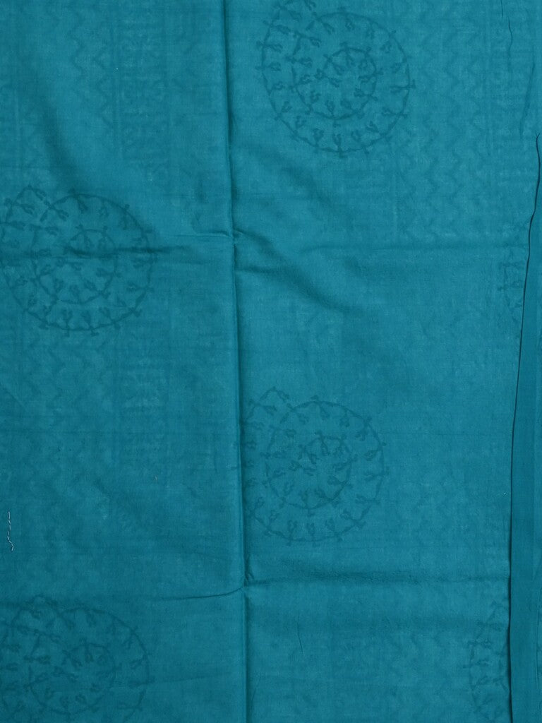 Mul cotton saree white color allover prints & printed border with printed pallu and plain contrast blouse