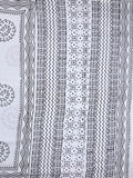 Mul cotton saree white color allover prints & printed border with printed pallu and plain contrast blouse