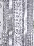 Mul cotton saree white color allover prints & printed border with printed pallu and plain contrast blouse