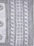 Mul cotton saree white color allover prints & printed border with printed pallu and plain contrast blouse