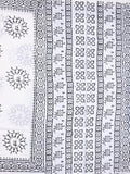 Mul cotton saree white color allover prints & printed border with printed pallu and plain contrast blouse