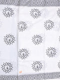 Mul cotton saree white color allover prints & printed border with printed pallu and plain contrast blouse