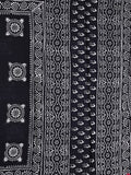 Mul cotton saree black color allover prints & printed border with printed pallu and plain contrast blouse