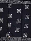 Mul cotton saree black color allover prints & printed border with printed pallu and plain contrast blouse