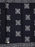 Mul cotton saree black color allover prints & printed border with printed pallu and plain contrast blouse
